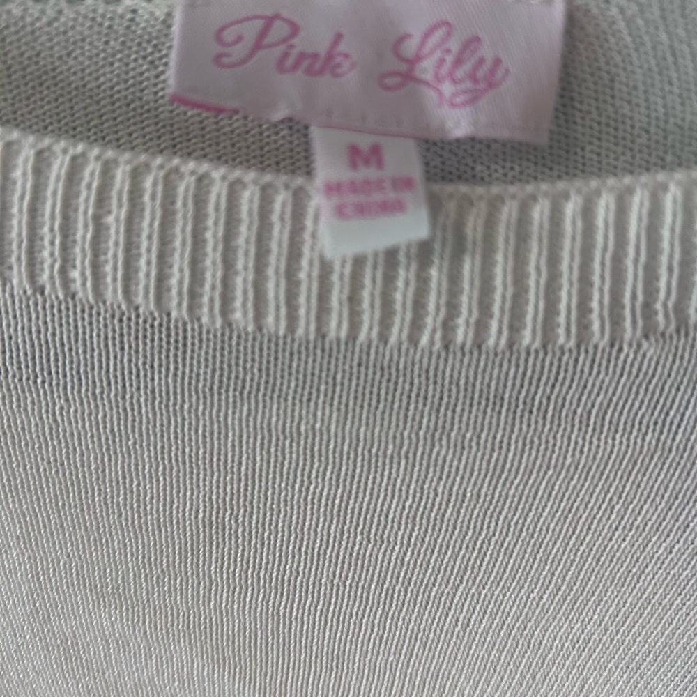 Pink Lily white sweater hearts Valentine’s Day preppy coquette kidcore soft girl - Picture 2 of 6
